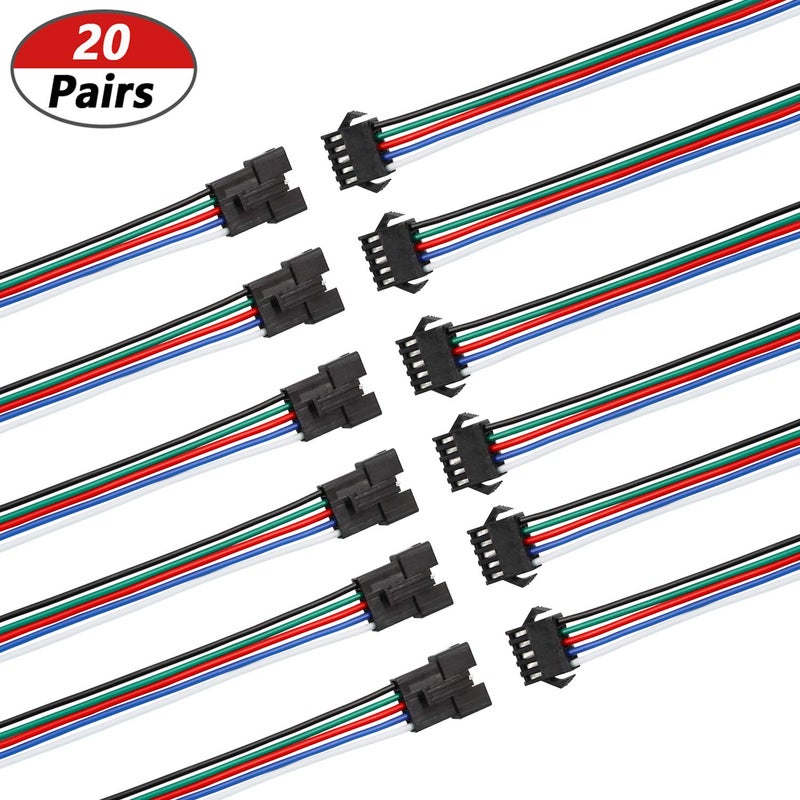 mxuteuk 20 Pairs 22 AWG JST SM Plug 5 Pin Male to Female LED Wire Connector Adapter Electrical Cable 150mm for 3528 5050 - Image 4
